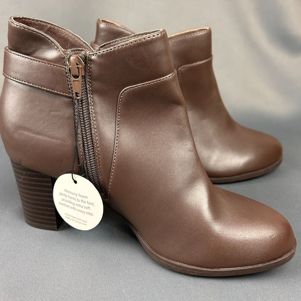 Giani Bernini Womens Artemy Block Heel Side Zip Booties Shoes Brown 6M NEW - Picture 12 of 16